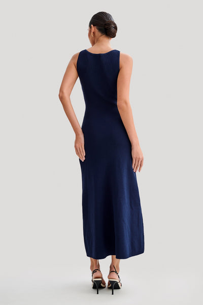 Mila -Sleeveless Buttoned Maxi Dress - Navy