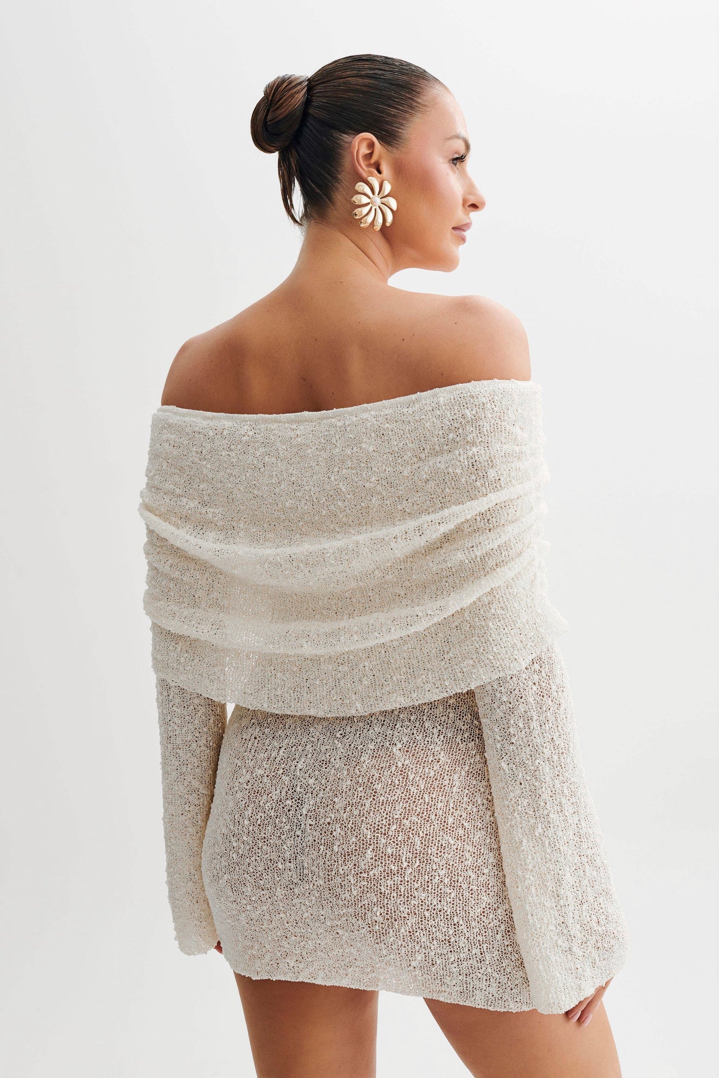 Melina -Off Shoulder Boucle Mini Dress