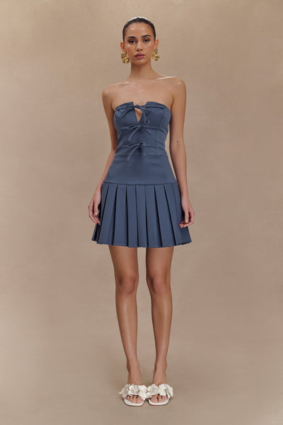 Laura - Pleated Mini Dress With Ties