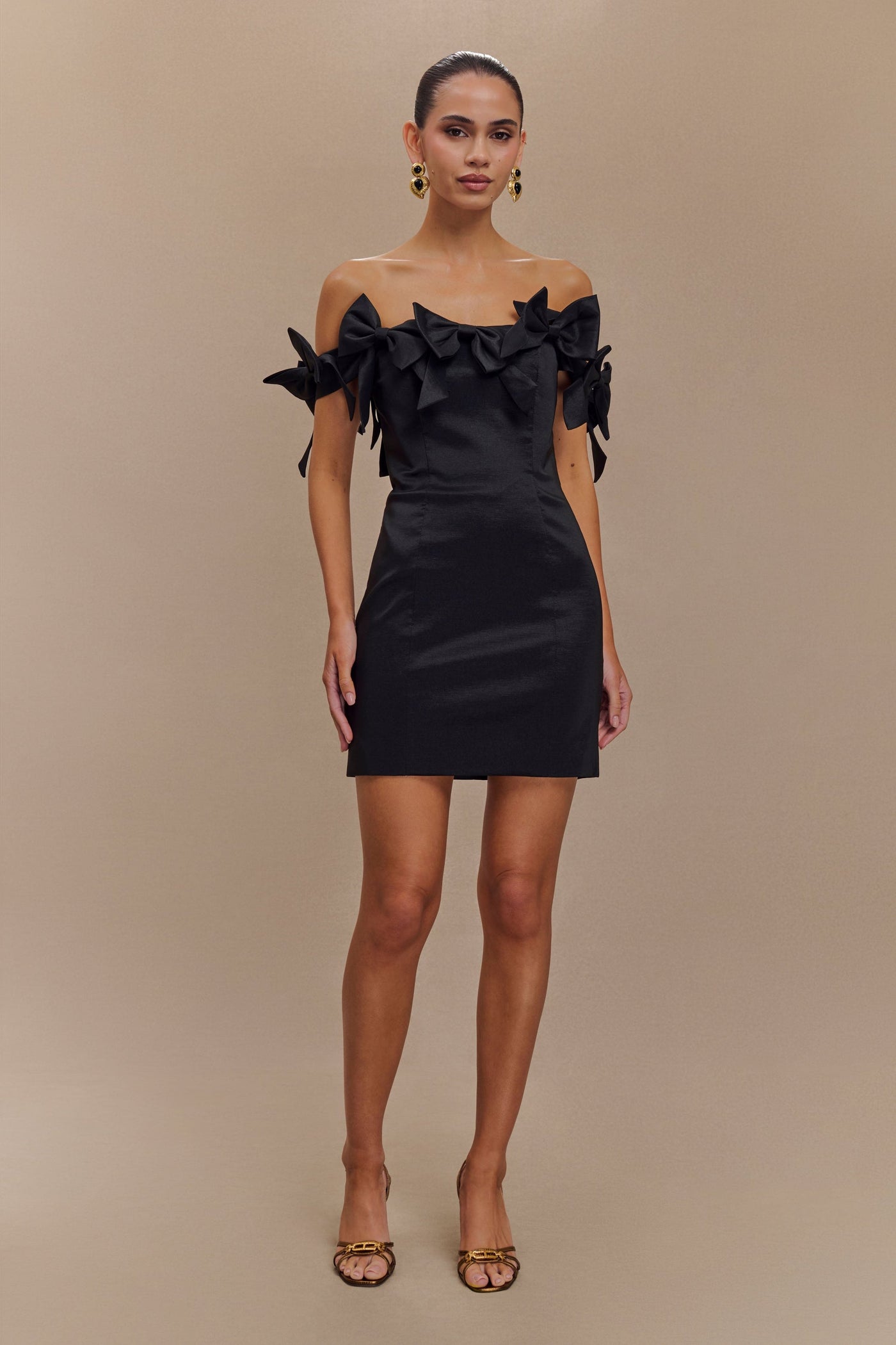 Rita - Strapless Bow Mini Dress - Black