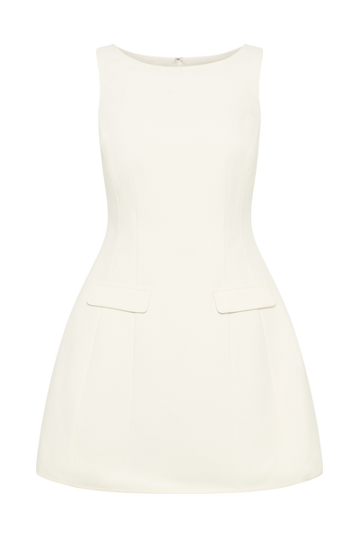 Evelyne -Sleeveless Suiting Mini Dress - Ivory