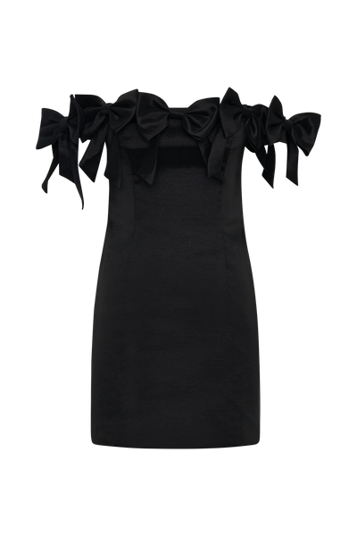 Rita - Strapless Bow Mini Dress - Black