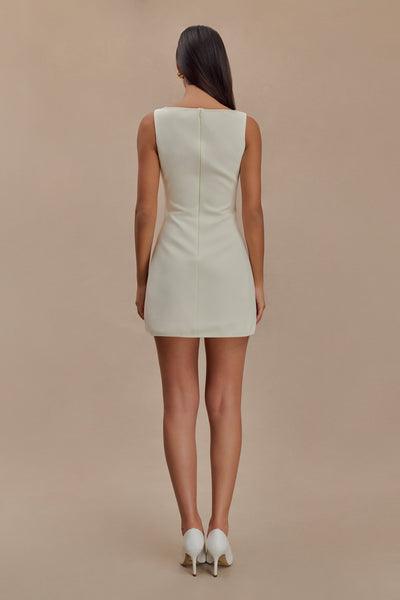 Evelyne -Sleeveless Suiting Mini Dress - Ivory